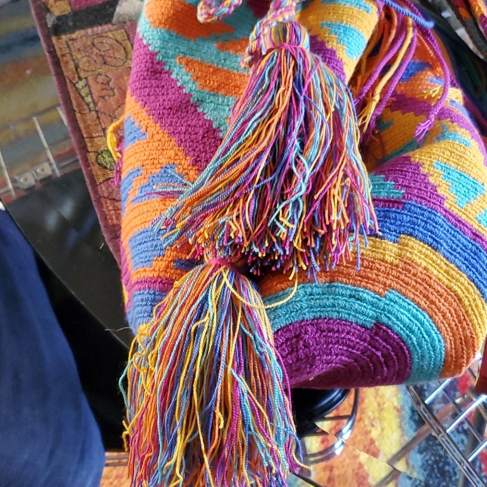 Colorful One Of A Kind Draw String And Tassel Bag - image 6